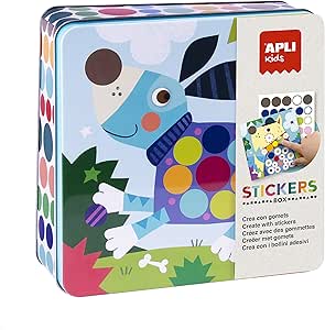 APLI Kids juego gomets multicolores en caja metálica modelo perros