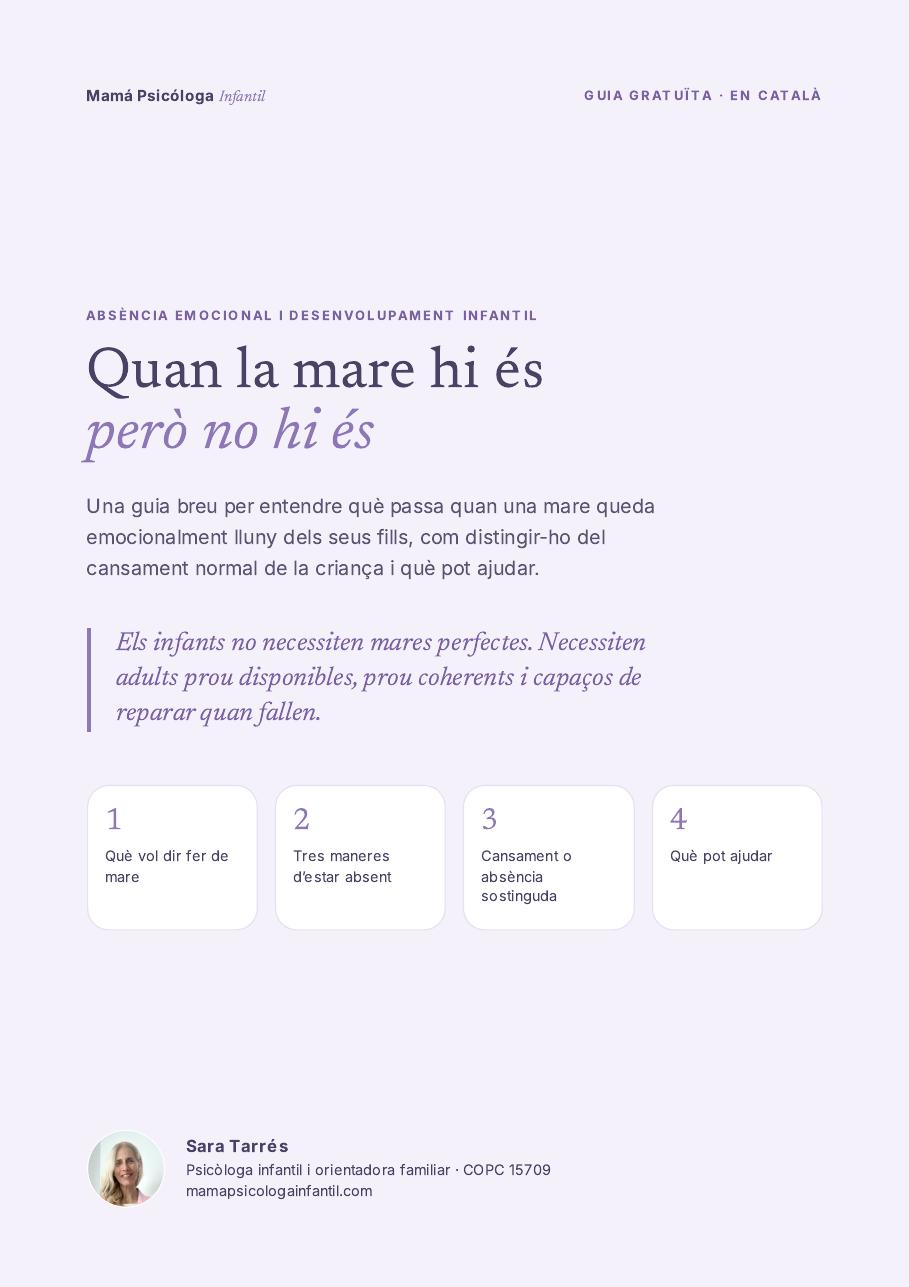 Portada de la guia «Quan la mare hi és però no hi és»